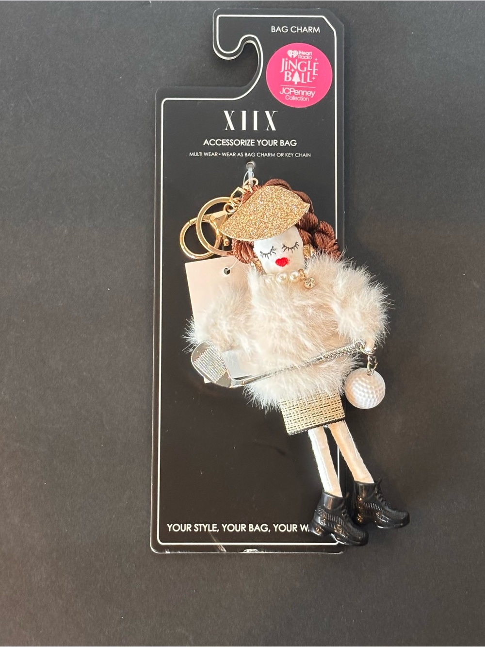 NWT  Fashion Doll Keychain – Cute Bag Charm – Unique Gift for Lady GOLFER